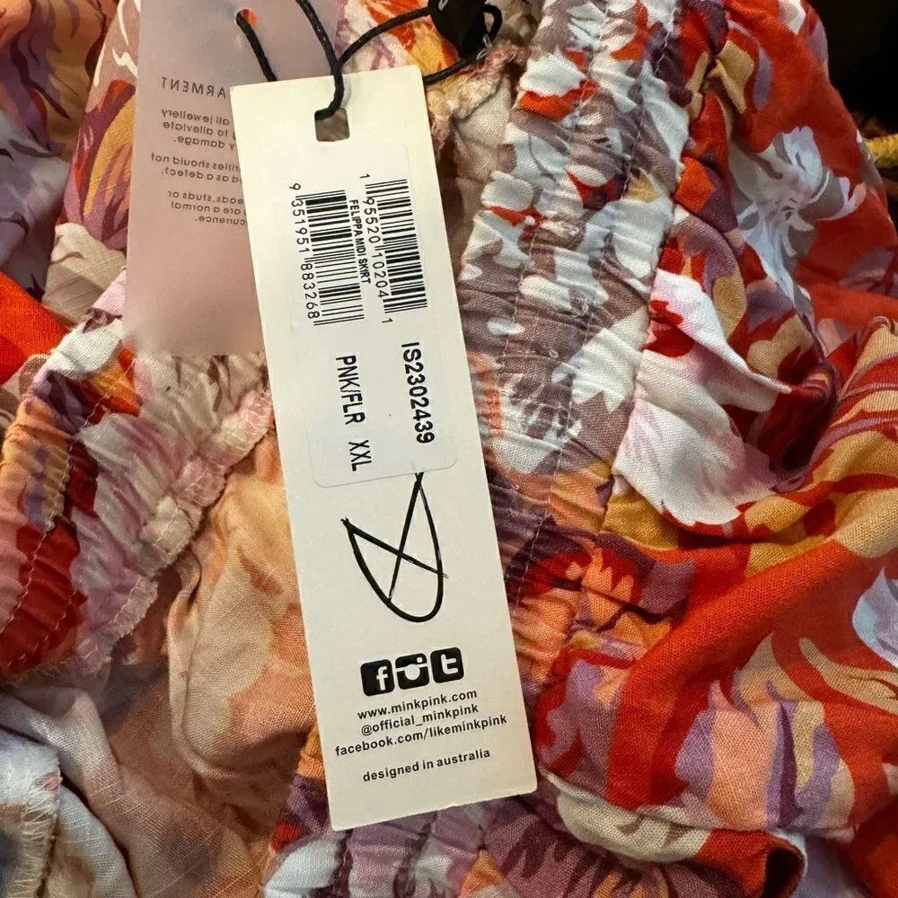 MINKPINK Josie Maxi Skirt In Pink Floral XXL NWT